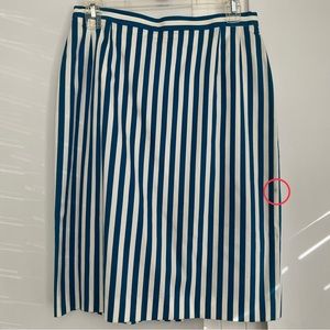 Escada Margaretha Ley Blue and White Vertical Stripe Pencil Skirt, Size 38
